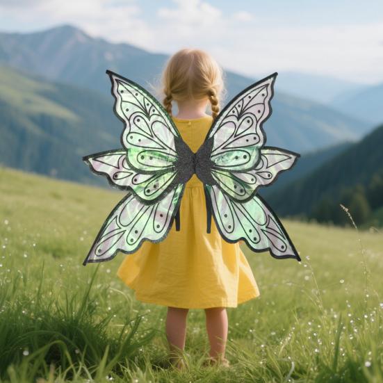 Fairy Wings for Girls Glitter Transparent Butterfly Wings Fairy Costume Halloween Angel Elf Dress Up Accessories for Masquerade Photography