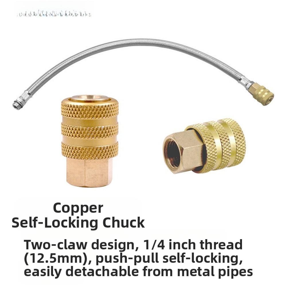 Metal Tire Pressure Gauge Hose with 12 5mm Thread Push Pull Lock and Two Claw Design for Stable Inflation Process