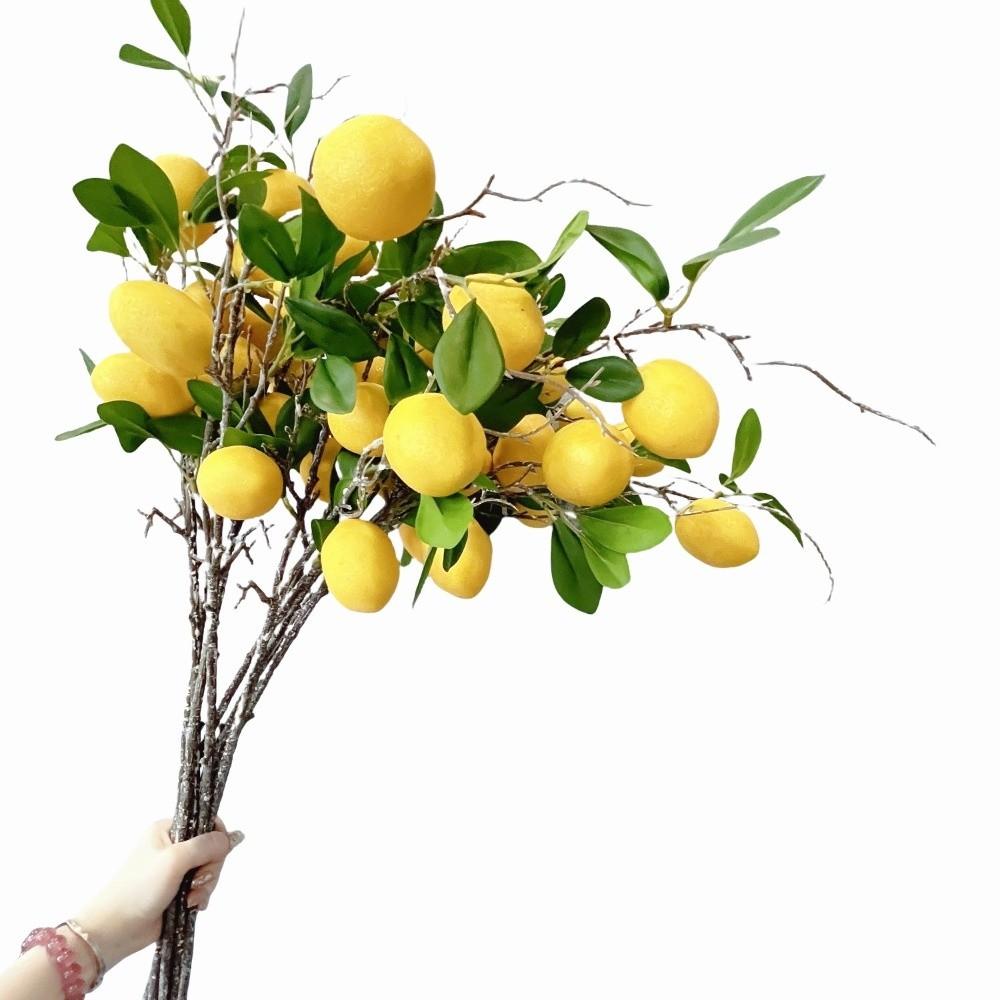Green Leaves Artificial Lemon Fruit Faux Lemon Fake Plants For Home Garden Decor