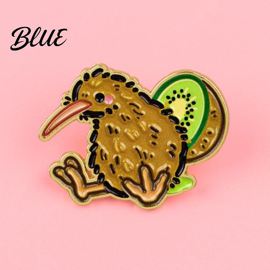Handmade Brooch Gift Artistic Textured Cartoon Kiwi Bird Design Zinc