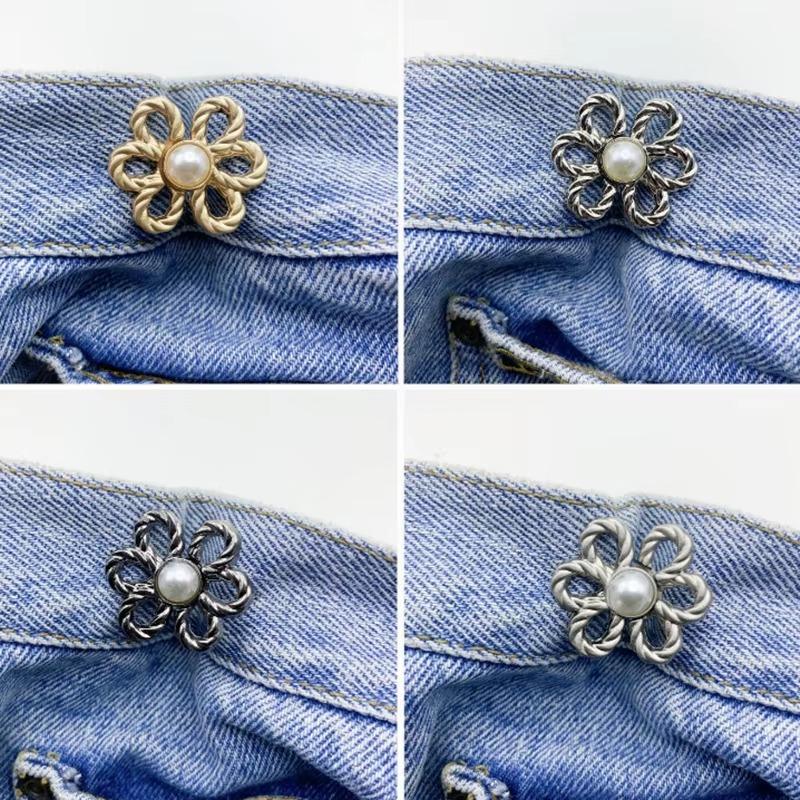 The Flower Waist-cinching Button Is Detachable No Need for Drilling or SewingIt Can ReduceThe Waist Size It Is A Flat-bottomed Waist-cinching Wonder
