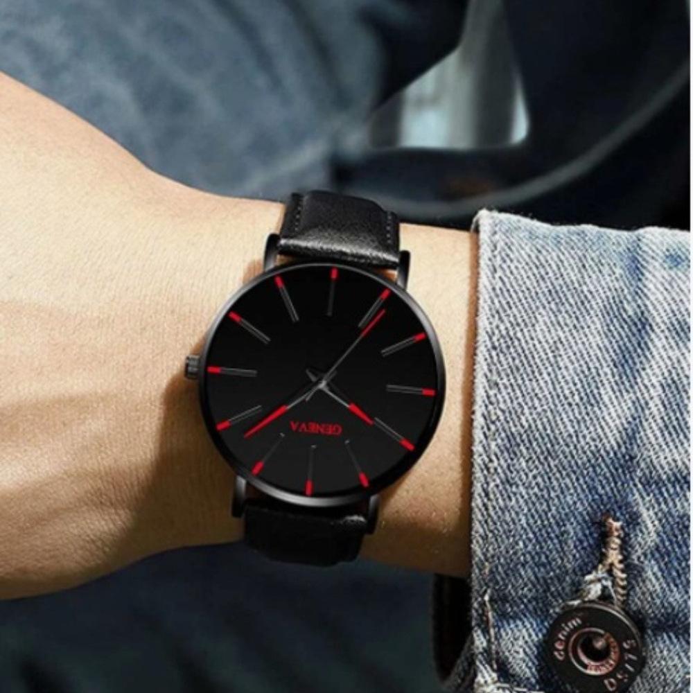 Geneva Watch Accessories Set Men'S Watch Accessories Ring Business Pu Belt Quartz Watch