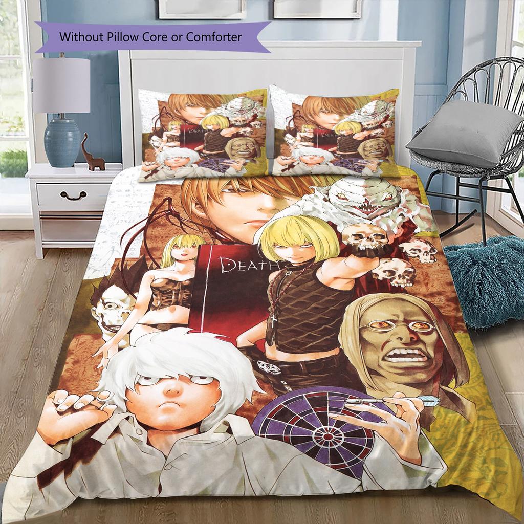 Juego de Ropa de Cama con Estampado de Dibujos Animados Colcha Funda de Colcha Funda de Almohada Decoración del Hogar Regalo de Cumpleaños (1 * funda nórdica + 2 * fundas de almohada, sin núcleo)