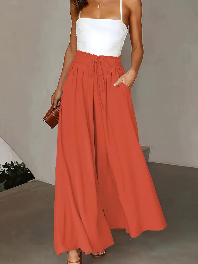 2025 Women's Long Waist-Cinching Midi Skirt with Draping Design – Summer Style
