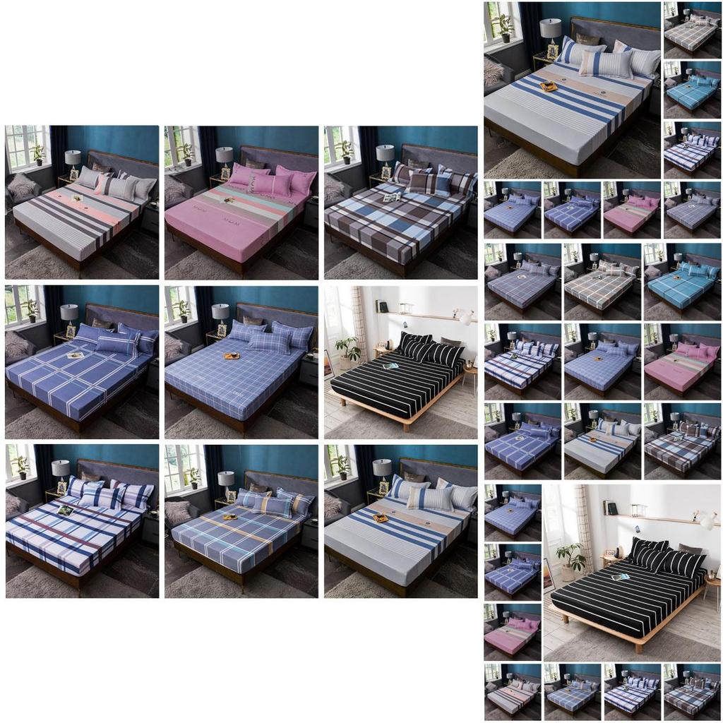 Soft And Comfortable 3pcs Printed Fitted Sheet Pillowcases Set With Elastic Band