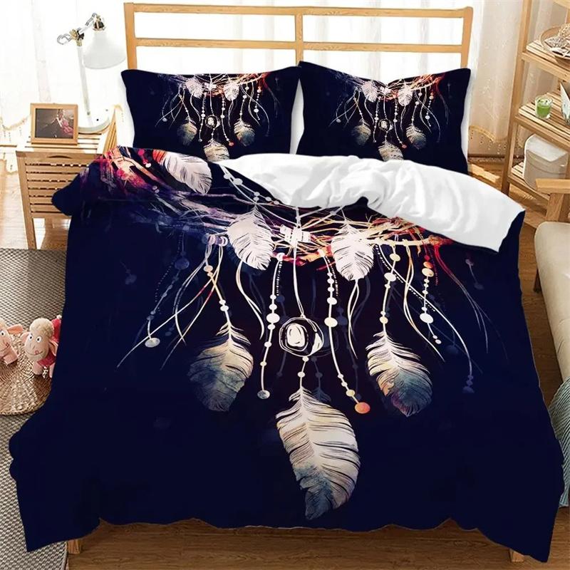 White Coloured Dreamcatcher Bedding Set For Girls Adults Ethnic Mandala Duvet Cover Bohemian Style Quilt Cover Dream Catcher