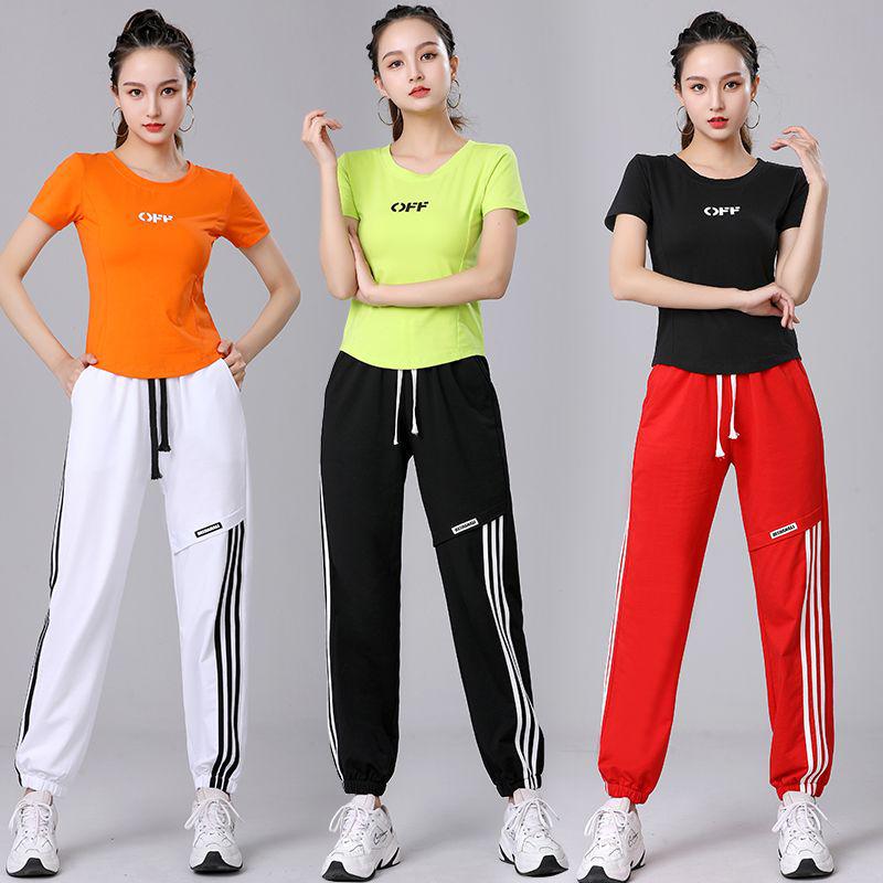 Conjunto Deportivo de Baile Cuadrado de Verano - Pantalones Casuales Fitness de Baile Shuffle Estilo Douyin