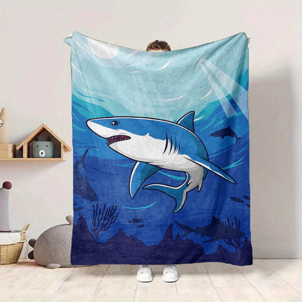 1 szt. Koc Ocean Dive Shark, Lekki Koc Flanelowy na Sofę, Łóżko, Podróż, Kemping, Salon, Biuro, Kanapę, Krzesło i Łóżko