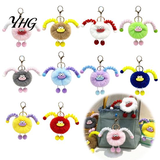 Sausage Mouth Doll Keychain Creature Plush Keychain, Cartoon Fuzzy Ball Keyring Pendant, Pendant Decorative for Handbags Purses Backpacks &