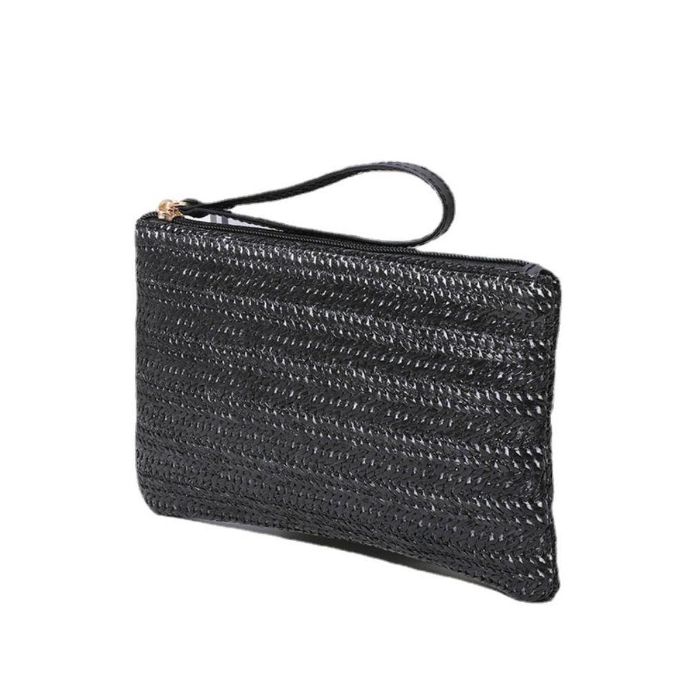 Wrist Bag Straw Clutch Bag Large Capacity Straw Phone Bag Simple Woven Coin Purse  Beach