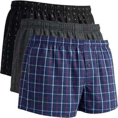 Y's Factory Men's Knit Trunks, Set of 3 or 4, Button-Front, Checkered or Printed, Breathable, Moisture-Wicking, Quick-Drying, [Random 3-Piece Set, Siz