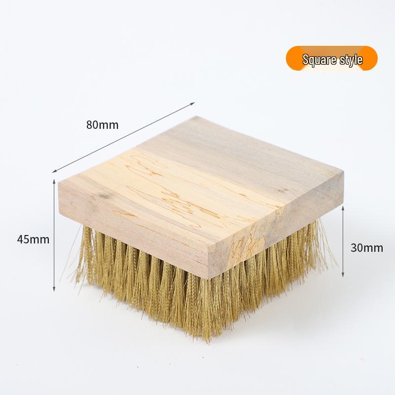 Wooden Snowboard Waxing and Polishing Brush with Nylon Bristles and Large Copper Wire for Rust Removal