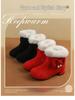 New Red and Black Girls' Cotton Princess Ankle Boots - Low Heel, Autumn/Winter