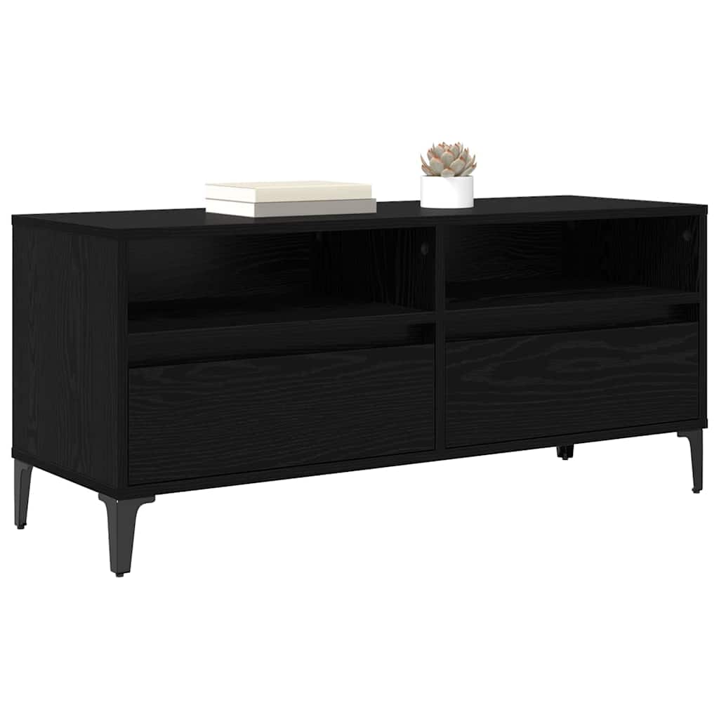 TV Stand in Black Oak Look 100 x 34.5 x 44.5 cm