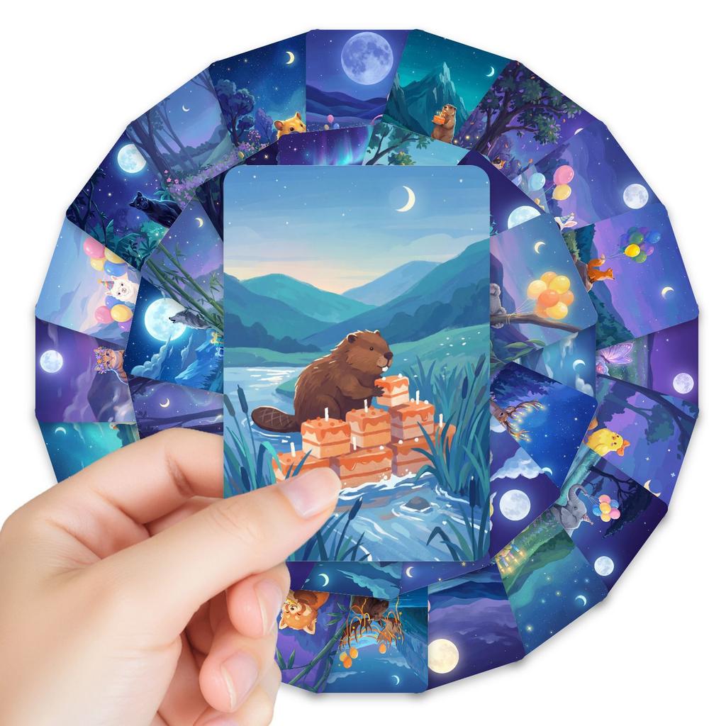 36 Mori Moonlight Animal Card Set Girlfriend Message Card Wall Decoration Hand Account Material Postcard