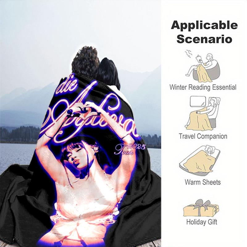 1pc singer pattern blanket, all season lightweight home office outdoor nap multifunctional blanket