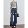 FAESSLIN Women's Flowy Anti-Wrinkle High-Waist Faux Denim Wide-Leg Pants