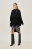 Greedius Electric Slider Ruffle Front Slit H-Line Skirt