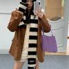 New Striped Soft Wool Knitted Scarf - Women's Winter Korean-Style Versatile Simple Thick Warm Scarf Cold-Resistant Scarf