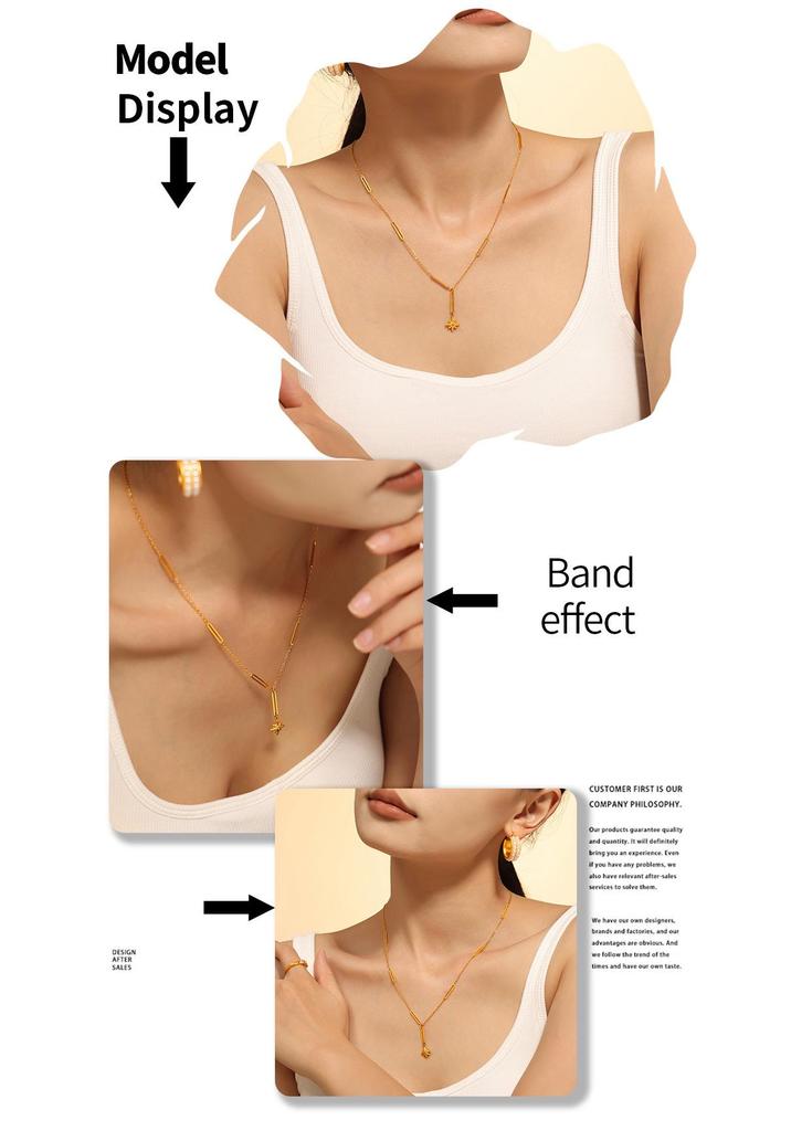 INS New Eight-Pointed Star Pendant Rhinestone Women's Necklace, Luxury Design, Titanium Steel Clavicle Chain.
