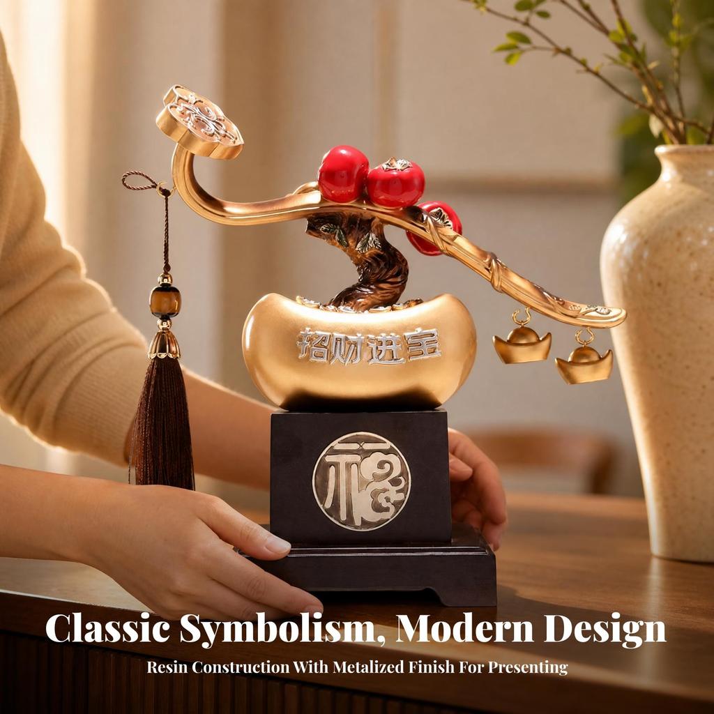 Decorative Branch Auspicious Persimmon Ornament with Tassel Chinese Style