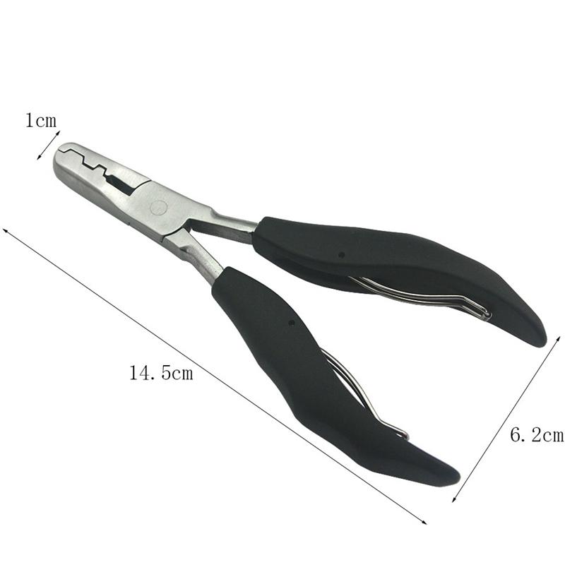 5.7 Inch 2 In 1 Black Handle Plier with Flat Grooves 3mm and 5mm Grooves Pre-Bonded Hair Extension Clamp