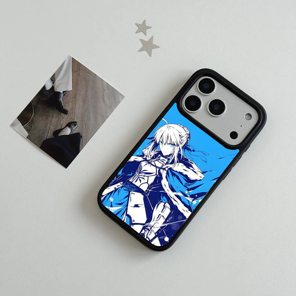 Anime Fate S-Sabe Handyhülle für iPhone 17 Air 16 15 14 Plus 13 12 11 Pro Max Zweifarbig Hart-PC Mode Schutzhülle