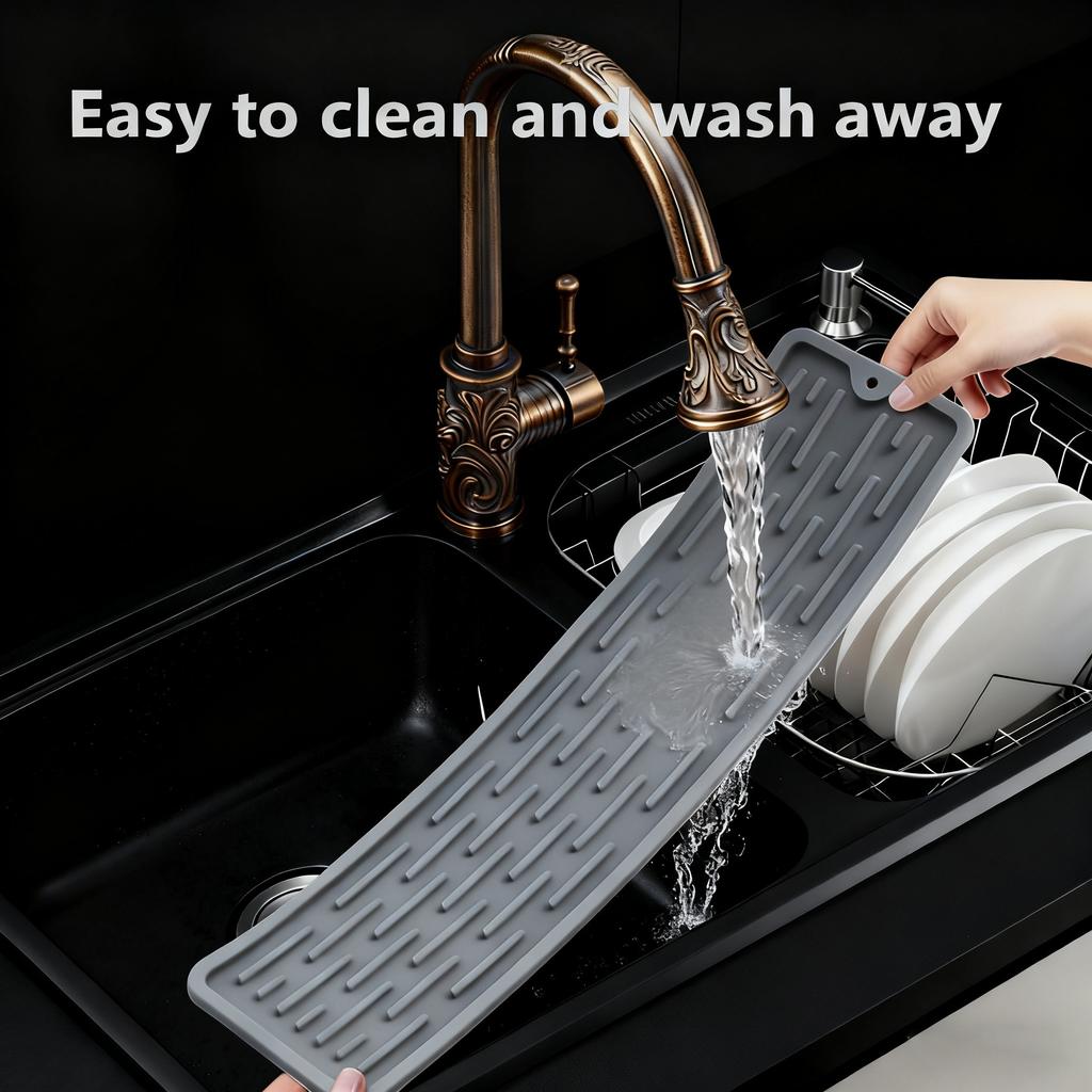 1pc Silicone Drying Mat, Soft and Durable, Kitchen Sink Countertop Mat,Non-Slip Cutting Board Mat, Heat-Resistant Insulation Pad