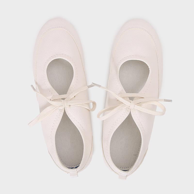 Fashion Fashion Black Lace Up Brand Ballet Flats Women High Quality Satin Mary Jane Shoes Comfortable Round Toe Shallow Casual Shoes