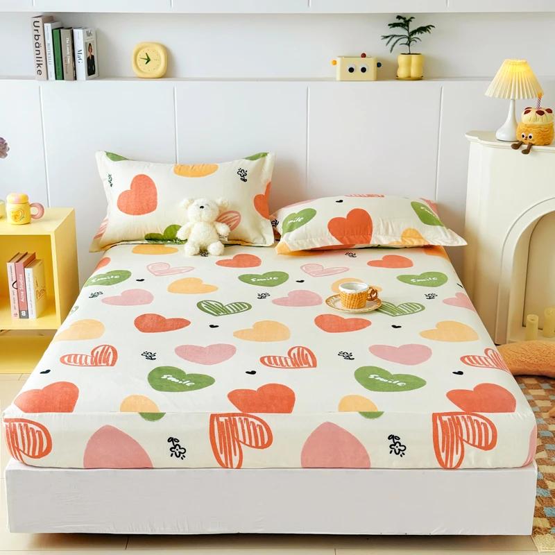 High Quality Printed Fitted Sheet Single Double Queen Size Mattress Cover With Elastic Band Bedsheet Soft Comfortable Fitsheet