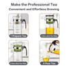 KAMJOVE Multi Style Glass Kung Fu Tea Pot, One click Filter, Kung Fu Teapot Press, Auto Open Art Portable Teacup, 500ml-750ml