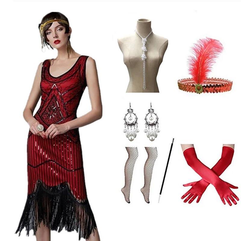 1920s Retro Handmade Beaded Sequin Tassel Dress - Perfect for Annual Meetings