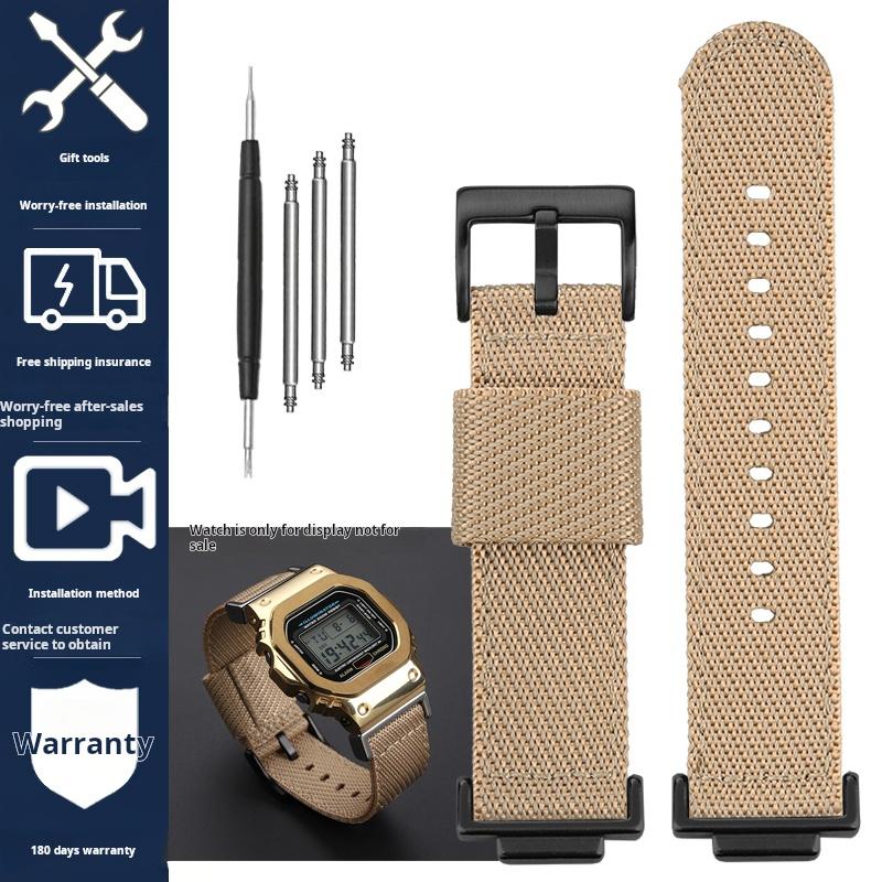 16mm Nylon Strap for Casio DW5600 GWM5610 GA110 GA2100 GA-700 Men's Outdoor Sports Watch Band Modified Metal Adapter Accessories