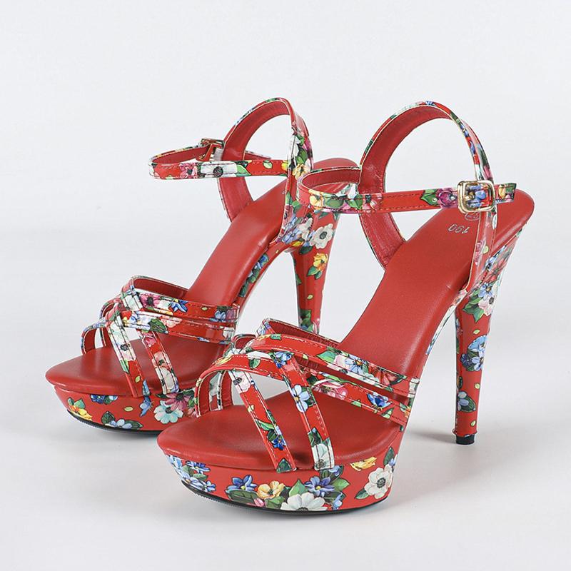 

Мода Liyke Модный Дизайн Принт Кожа Узкий Ремешок Женские Босоножки на Платформе Сексуальный Открытый Носок Супер Высокий Каблук Банкетные Туфли Размер 43 35 красный