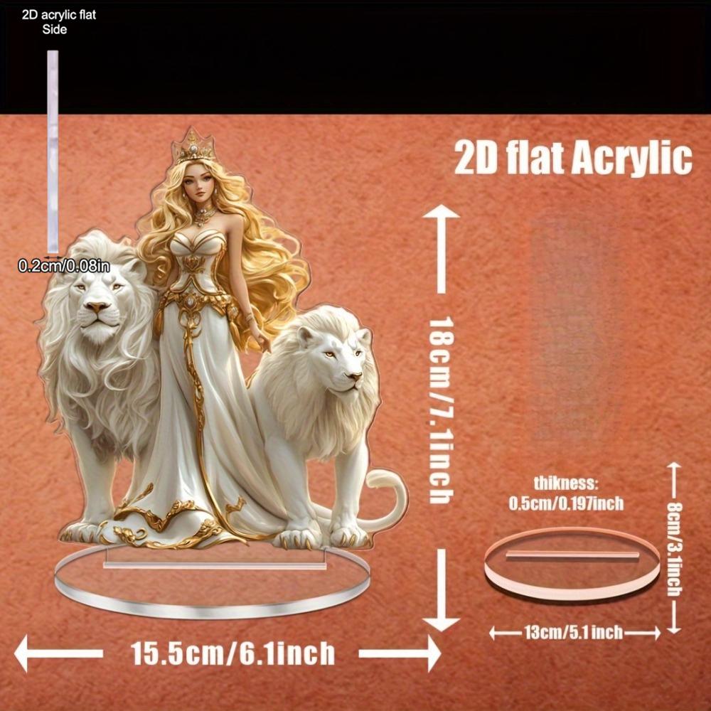 Statue décorative angélique et de lion inspirante en acrylique, adaptée à la décoration de la maison et de la cuisine, un ornement de bureau polyvalent, le choix parfait pour Holi