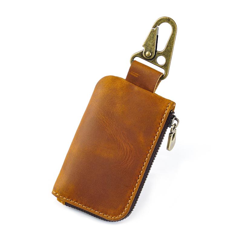 Genuine Leather Zipper Coin Purse Bluetooth Earphone Bag Key Organizer Card Bag Wallet For Women Men