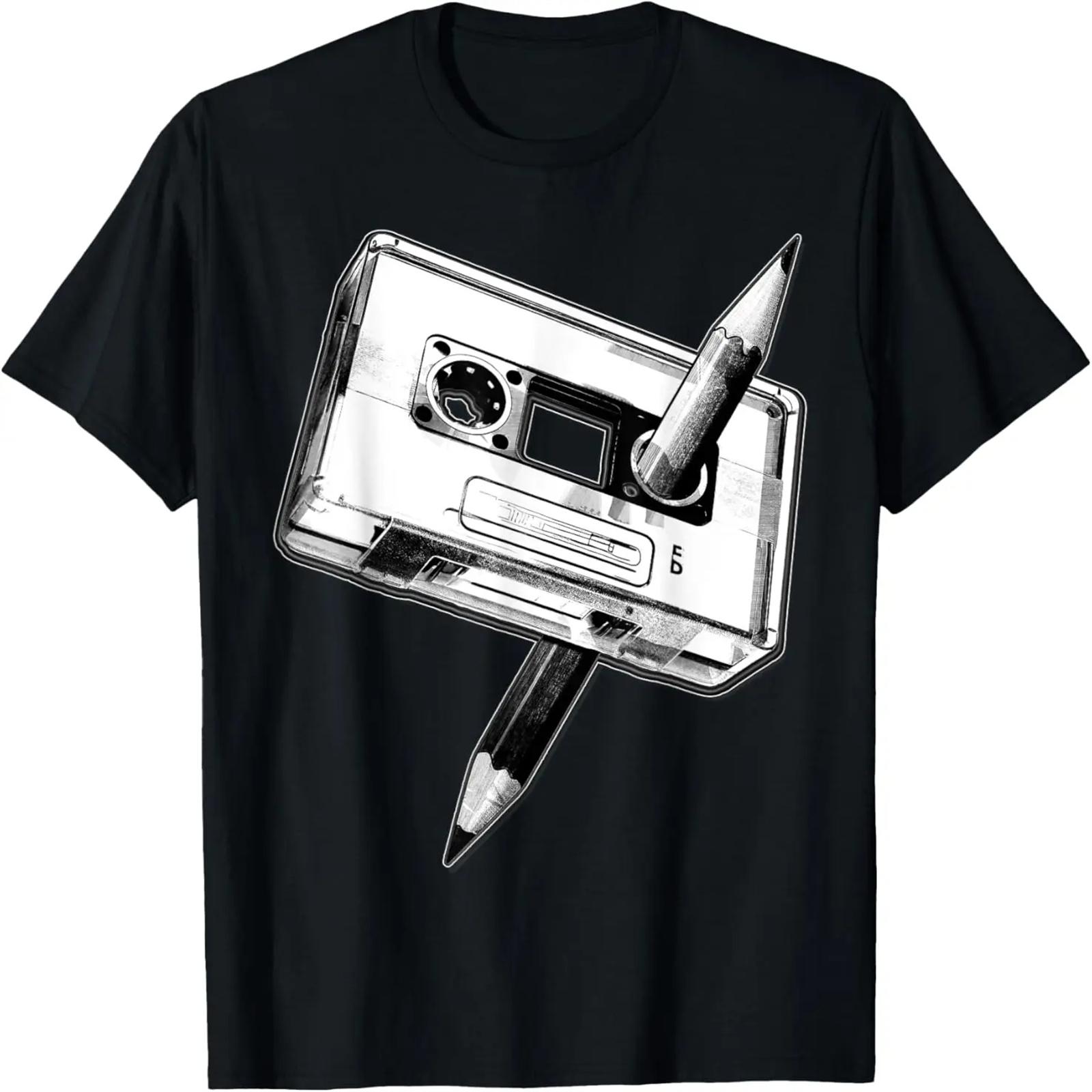 

80s Cassette Tape Pencil 1980s Retro Vintage Music Mixtape T-Shirt XXXXXL чорний
