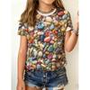 Children's Cute Multicolor Stone 3D Printing T-shirts Girls Fashion Soft Comfortable T-shirts Kids Top