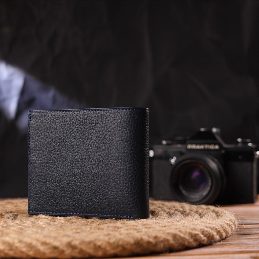Capacious Men's Bifold Wallet Made of Genuine Leather Flotar CANPELLINI Purse 21581 Blue