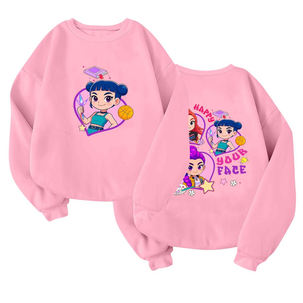 Children's Fashionable Lightweight Long-sleeved Round Neck Pullover With Pockets Printed Pullover
