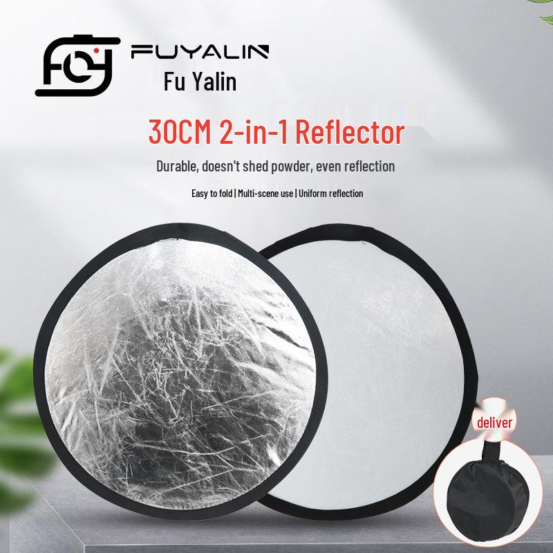 30cm Silver-White 2-in-1 Reflective & Diffuser Photography Board 30cm