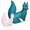 Wise Fox Statues for Home Decor | Resin Figurine - (Set of 2, Multicolor)