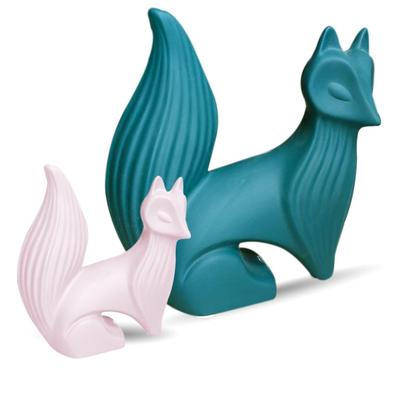 Statues de renard sage pour la décoration intérieure | Figurine en résine - (Lot de 2, Multicolore)