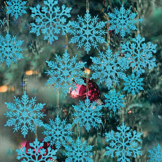 36 Pcs Christmas Snowflake Ornaments Glittered Snowflake Hanging Decoration for Christmas Indoor Winter Wonderland Decor
