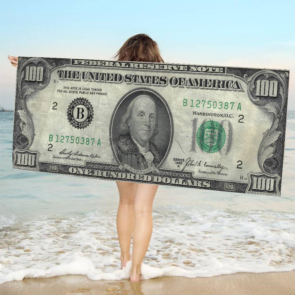 Dollar Luxury Microfiber Printed Beach Towel Mountain Climbing Yoga Beach Swimming Running Absorbent Soft Towel
