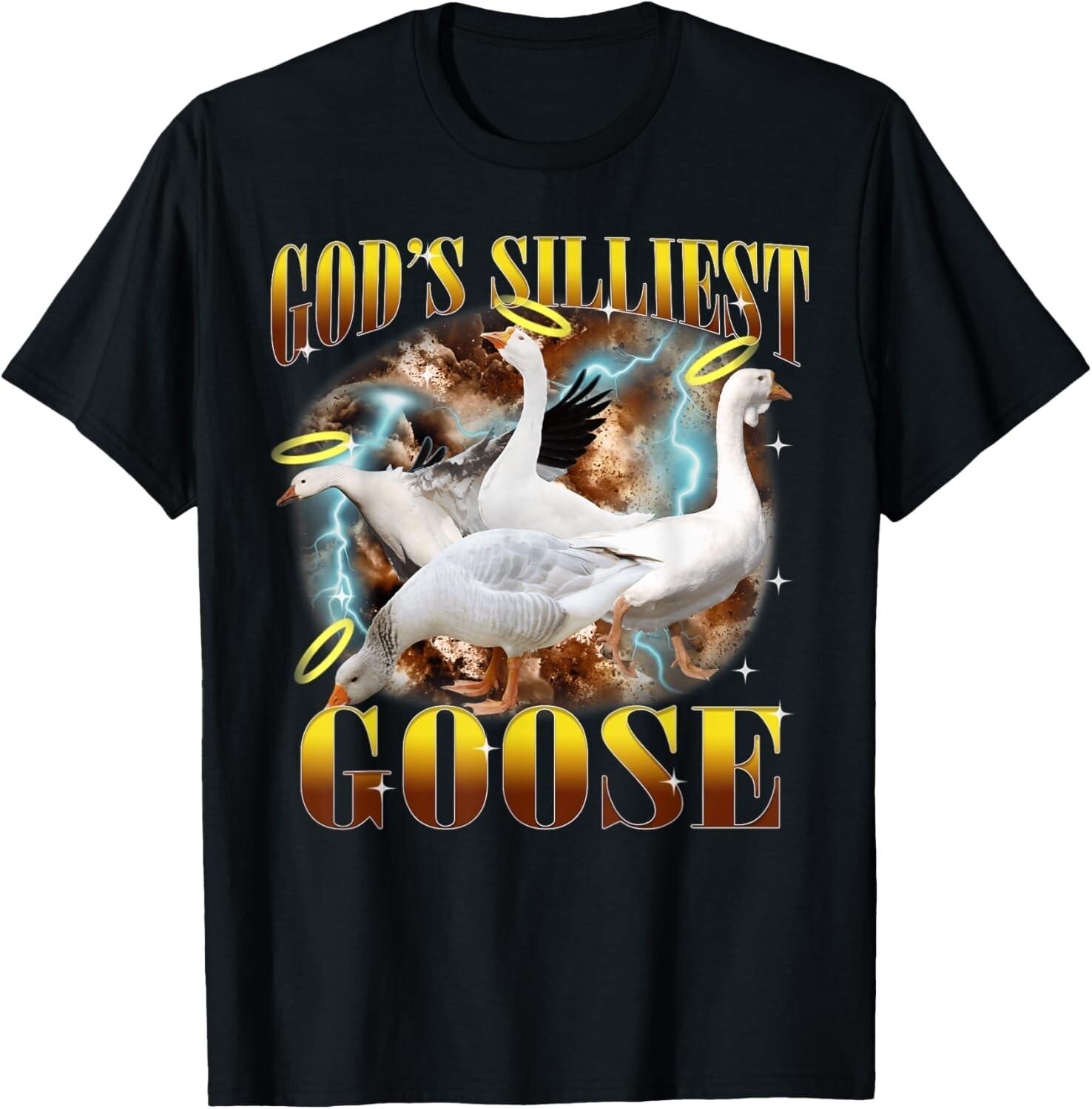 Vintage God s Silliest Goose Funny Silly Goose Pun Bootleg T-Shirt Mens Womens Tees Top 3XL