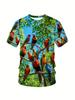 Kids' Tropical Macaw Parrots Beach Print Short Sleeve T-Shirt Summer Animal Graphic Tee