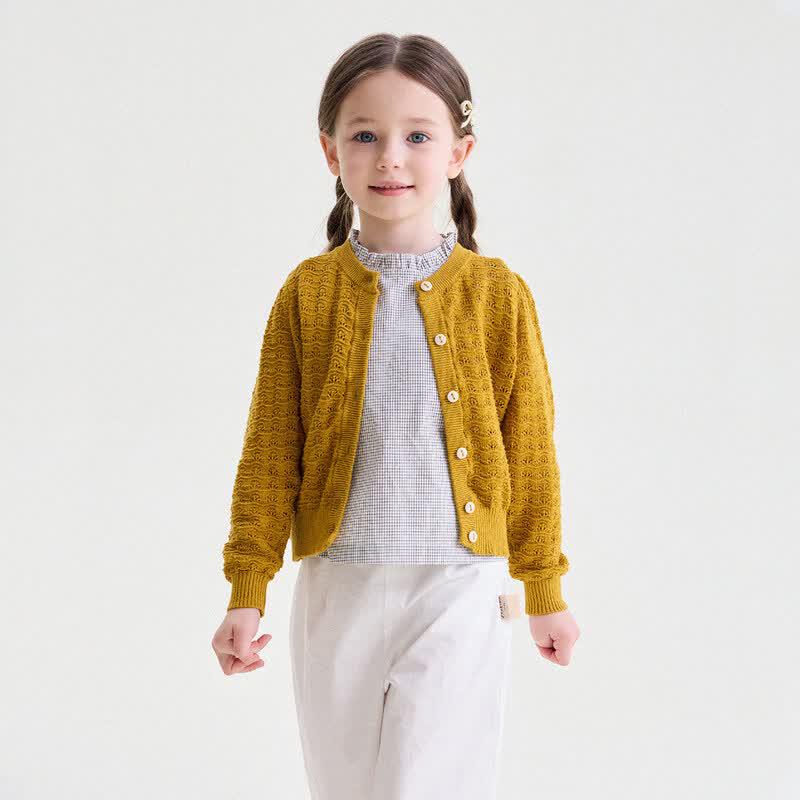 Yun er Ma Girls  French Hollow-Out Long-Staple Cotton Cardigan 140