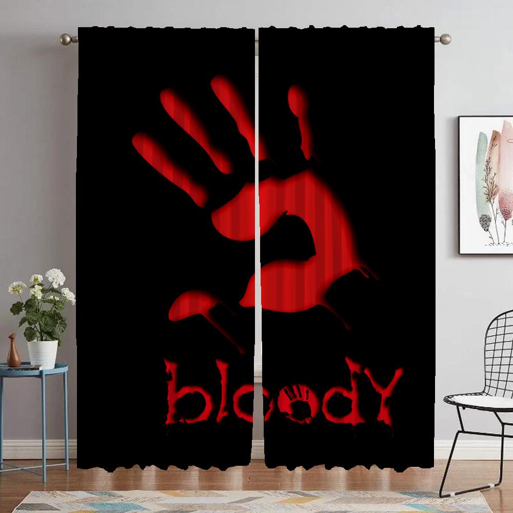 Cortina Blackout Tonos Sangrientos para Habitación 2 Paneles Cortinas Antimosquitos Cortinas de Interior para el Hogar Decoración de Halloween Separador