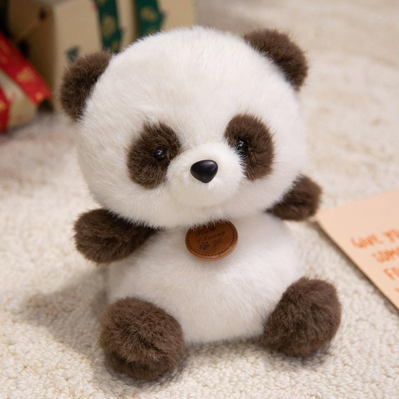 Cartoon Panda Pop Pluche Speelgoed Gevuld Pluizig Dierentuin Dier Zwart Bruin Liggend Zittend Pluche Knuffel Kalmerend Cadeau 18cm doll